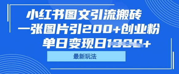 小红书图文引流搬砖，一张图片引200+创业粉，单日变现日数张-青枫传媒