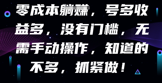 零成本全自动，号多收益多，没有门槛，无需手动-青枫传媒