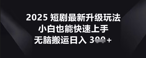 2025短剧最新升级玩法，小白也能快速上手，无脑搬运日入3张-青枫传媒