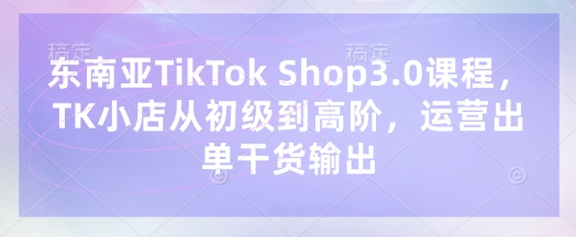 东南亚TikTok Shop3.0课程，TK小店​从初级到高阶，运营出单干货输出-青枫传媒