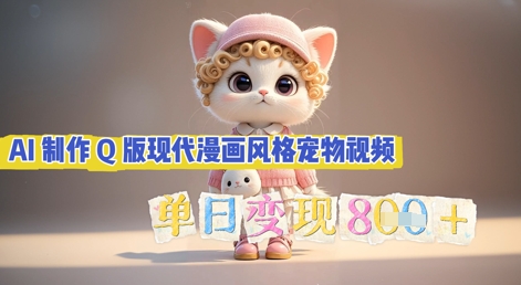 AI制作Q版现代漫画风格宠物视频，单日变现几张-青枫传媒