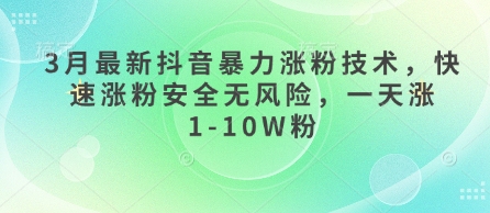 3月最新抖音暴力涨粉技术，快速涨粉安全无风险，一天涨1-10W粉-青枫传媒